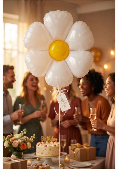 Papatya Folyo Balon 40x50 Cm Bahar Yaz Çiçek Temalı Doğum Günü Parti Süsü Çok Renkli