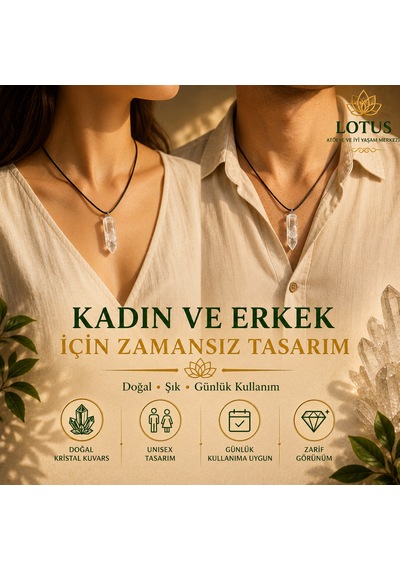 Saf Enerji Kolyesi Kristal Kuvars Doğal Taş Kolye