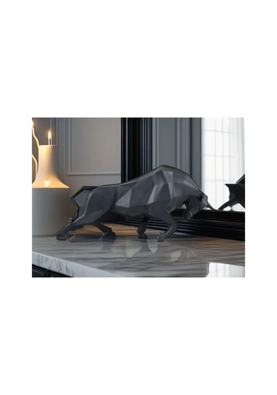 Dekoratif Boğa Heykeli, Boğa Biblo, Bull Sculpture, Ev Hediyesi, Hediyelik 22 X 15 Cm, 12v4124b Standart