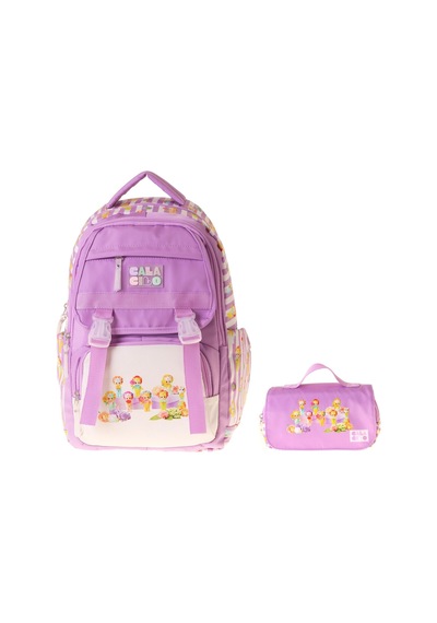 Calacilo Flowers Kız Çocuk Flowers Baskılı Okul Sırt Çantası Ve Kalemlik Seti - Setcc-c4071c Lila