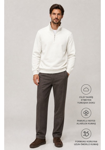 Redline Runi Basic Regular Fit Pamuklu Kışlık Sweatshirt Beyaz