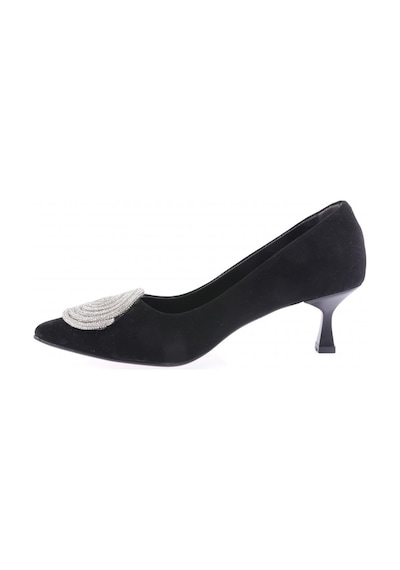 Dgn Fb-37-23y Kadin Silver Taşli Tokali Topuklu Ayakkabi FB-37-1563-R1700 Siyah Velvet