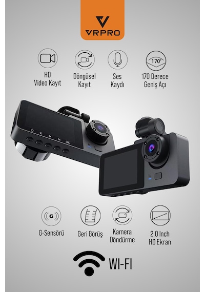 Vrpro 3 Kameralı Wifi'li Kayıt Kamerası-vr09