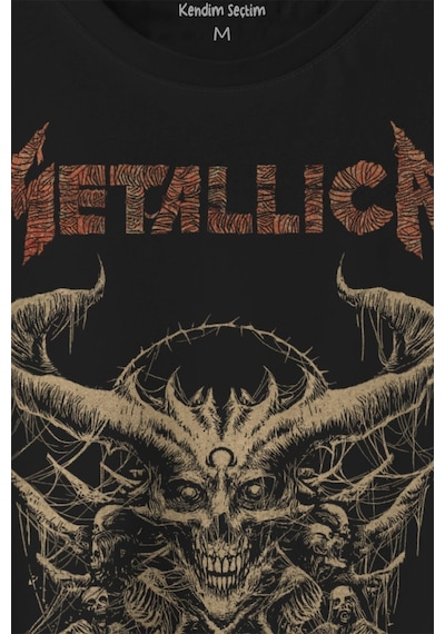 Unisex T-shirt Metallica Sargı Canavar Skull Vintage Korku Siyah Baskılı Tişört 001