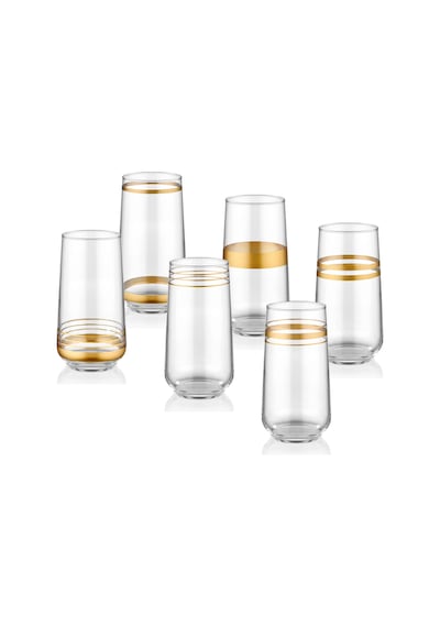 The Mia Lınes Su Bardağı Uzun 6'lı Set -Gold