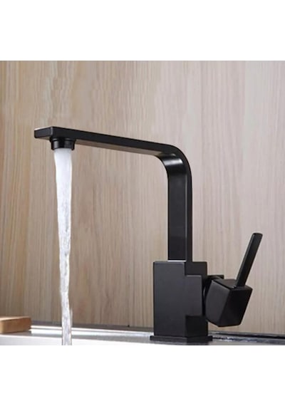 Inventa Siyah Kare T-Mix Lavabo Bataryası