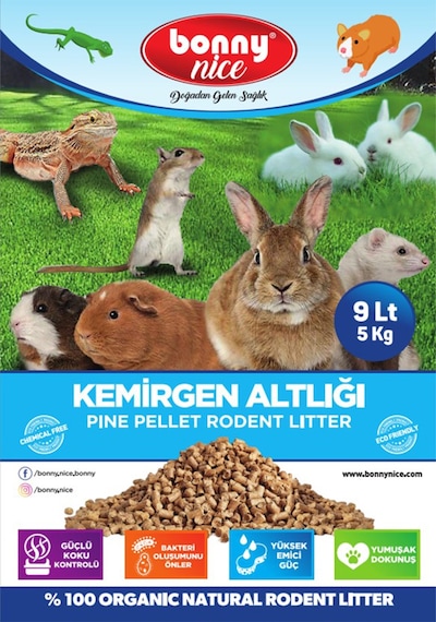 Bonny Nice Doğal Pelet Hamster Kafes Altlığı 5 Kg 9 Lt