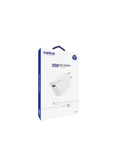 Sunix S-120 120w Turbo Süper Hızlı Şarj Adaptörü Usb-a To Usb-c Kablolu