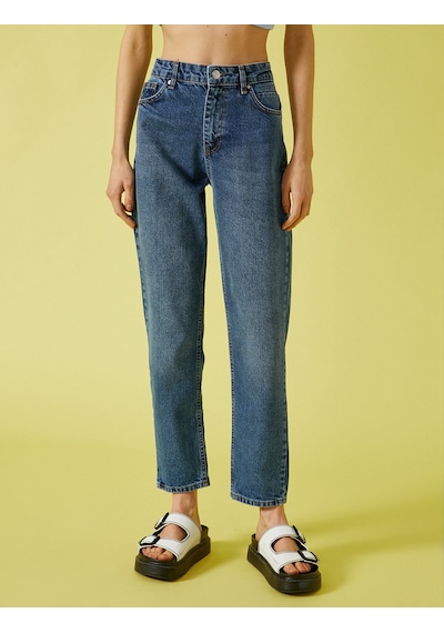 Koton Mom Jean Normal Bel Dar Kesim Dar Paça Pantolon Orta İndigo 1yak47253md
