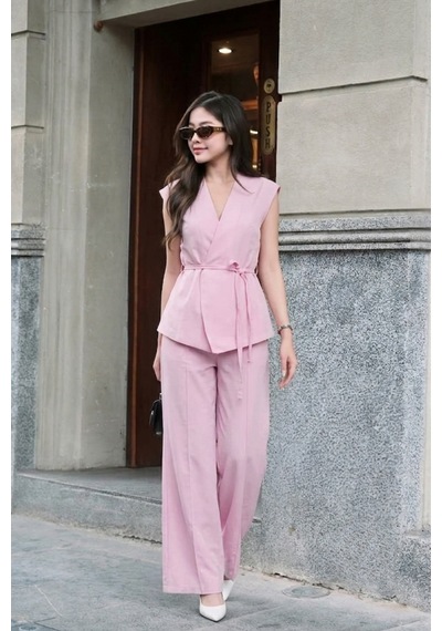 Seeh Pembe Basic Yelek Pantolon Takım Sh241 Standart