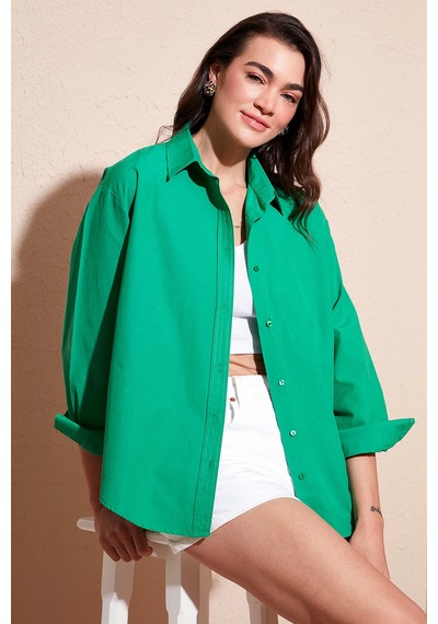 Lela Pamuklu Regular Fit Önü Kısa Arkası Uzun Oval Kesim Bayan Gömlek Cf25S163867 Benetton