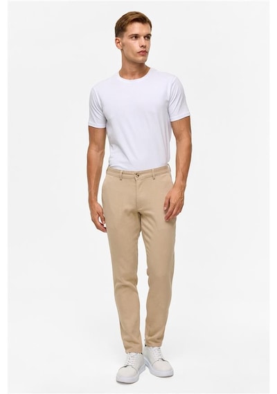Süvari Bej Slim Armürlü Pantolon Bej