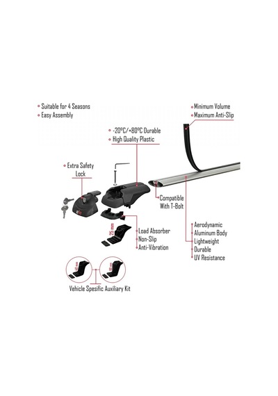 Nyf Apline Ace-1 101 V1 Ara Atkı Anahtarlı 122 Cm Gri Ayrık Araçlar