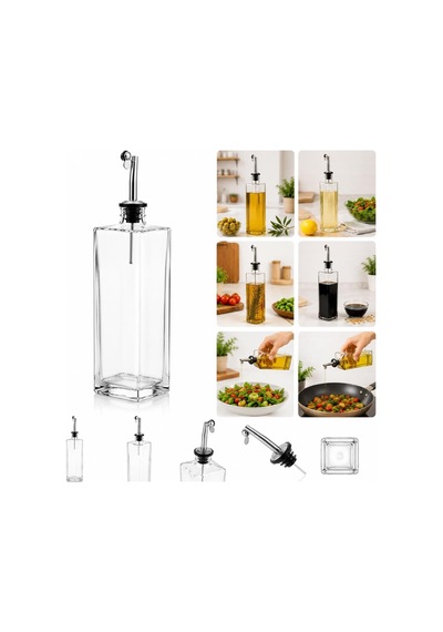 Yağdanlık Paslanmaz Çelik Dökme Uçlu Yağlık Sirkelik Yağ Şişesi Zeytinyağı Ve Sirke İçin Akıtmaz 700 Ml Şeffaf Çok Renkli