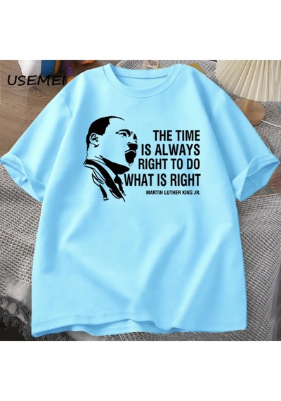 Flood Of Style Zaman Her Zaman Yapmak İçin Doğru T Shirt Erkekler Kadınlar Martin Lutherking T-shirt Mlk Boy Mavi