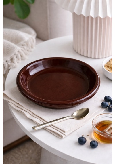 Kahverengi Donut Seramik Yemek Tabağı 21,5 Cm Kahverengi - 857413014 Kahverengi