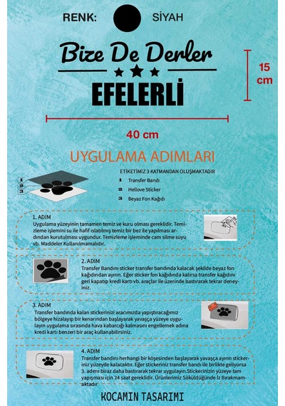 Aydın Efeler Estetik Araba Çıkartma Aydın Bize De Derler Efelerli40x15 Cm Araç Tasarımı 40 CM - Siyah