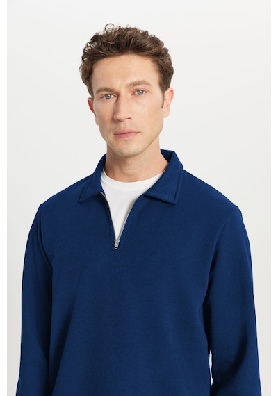 Ac&Co / Altınyıldız Classics Erkek Lacı Pamuklu Standart Fit Normal Kesim Polo Yaka Sweatshirt