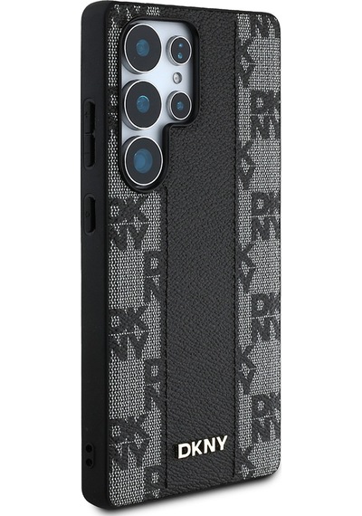 Galaxy Uyumlu S25 Ultra Kılıf Dkny Lisanslı M-safe Şarj Özellikli 3d Yazılı Checkered Pattern Kapak Siyah