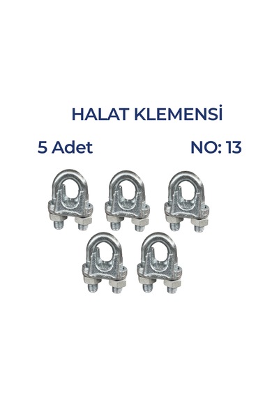Çelik Halat Klemensi No:13 Güçlü Halat Bağlantı Ve Sabitleme Parçası 5 Adet