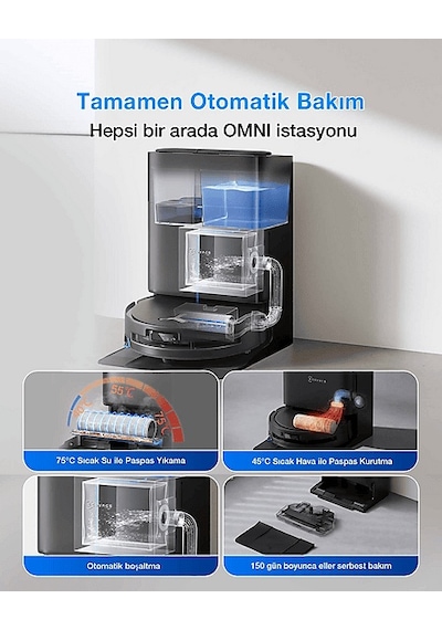 Ecovacs T80S Omni Robot Süpürge + Mop Siyah