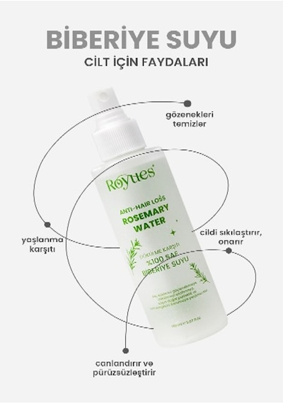 Royues Dökülme Karşıtı Ve Saç Uzatma Etkili Biberiye Suyu 2 x 150 ML