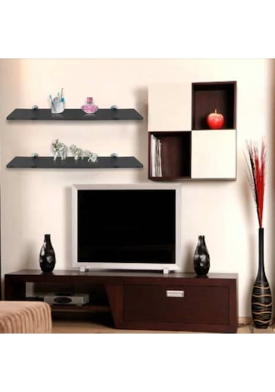 Cam Raf Duvar Monteli Dekoratif Etejer Rafı 50X12Cm