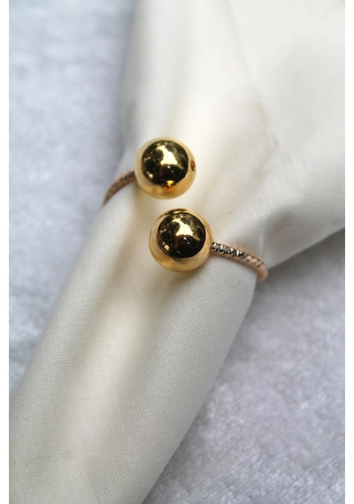 12 Adet Gold Bead Metal Halkalı Peçete Yüzüğüxx