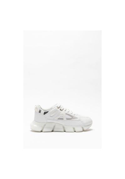 Beyaz Kadın Sneakers Şeffaf Taban Bağcıklı Spor Ayakkabı Jasmin 001