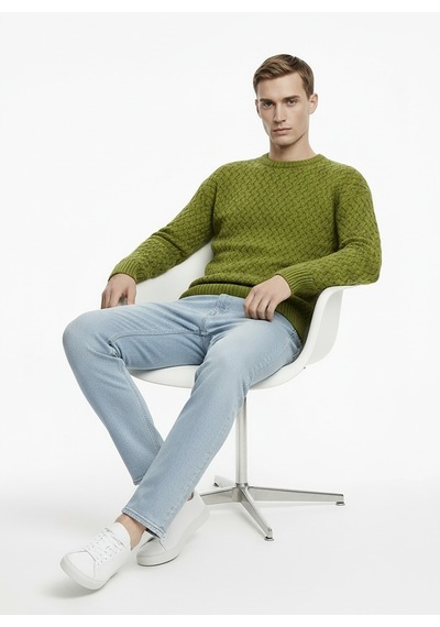 Alpha Studio Yeşil Erkek Bisiklet Yaka Regular Fit Kazak Au-3081c Merıno Mock Neck Sweater Alpha Studio Yeşil Erkek Bisiklet Yaka Regular Fit Kazak Au-3081c Merıno Mock Neck Sweater