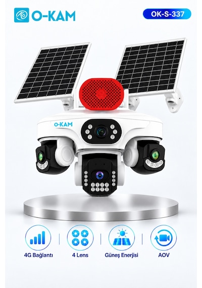 O-kam Ok-s-337 Prm. 4g 4 Lensli Solar Sirenli Aov Kamera