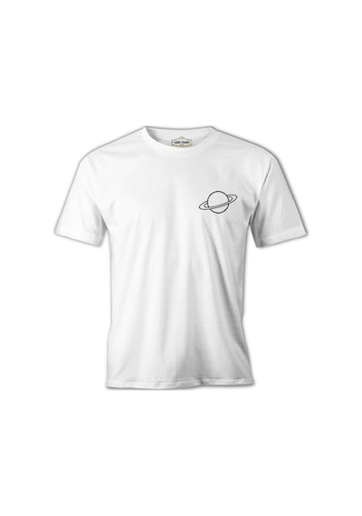 Saturn Logo Beyaz Erkek Tshirt