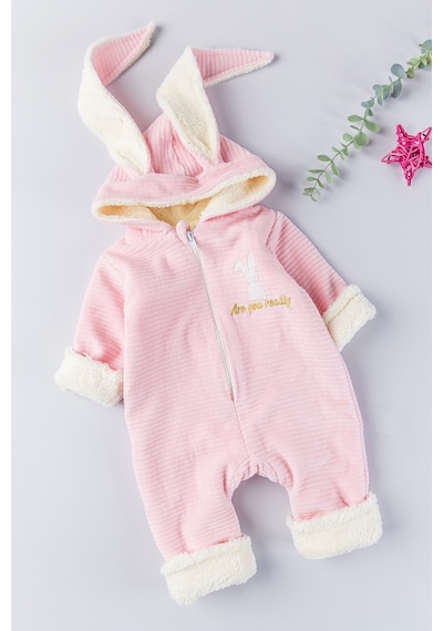 Babymod Tavşan Figürlü Kışlık Welsoft Kadife Astronot Kız/erkek Bebek Tulum 001