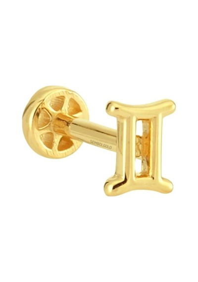 Altın Tragus Piercing 14 Ayar Ikizler Burcu Altın