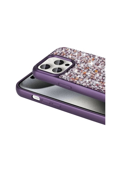 Apple Uyumlu iPhone  15 Pro Max Kılıf Parlak Taşlı Tasarım Zore Linea Kapak