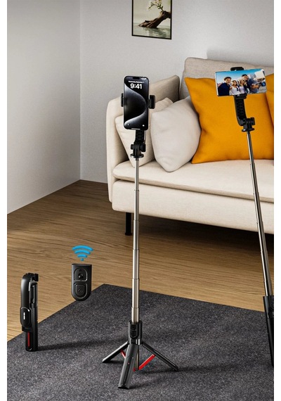 Ven-dens Vd-ss07 Bluetooth Kumandalı Selfie Çubuğu Ve Tripod, 90 Cm Uzatılabilir Gövde, 360 , Siyah