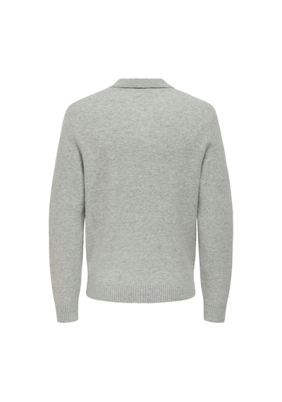 Only & Sons Onsjay Reg Ls Polo Knıt Erkek Gri Kazak - 22033770 Gri