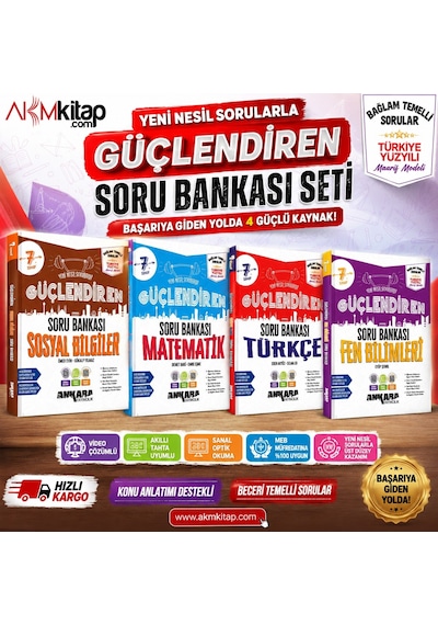 Ankara Yayıncılık 7. Sınıf Güçlendiren Soru Bankası Seti 4 Kitap