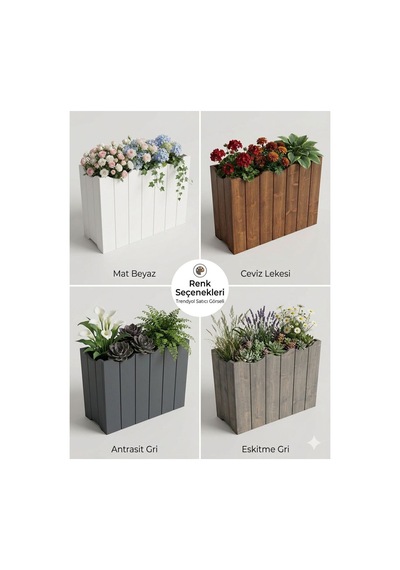 Ahşap Çiçeklik Çit Çok Renkli - 877967654 Çok Renkli