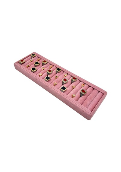 Yüzük Küpe Koldüğmesi Takı Standı Pembe Uzun 34 X 11 Cm