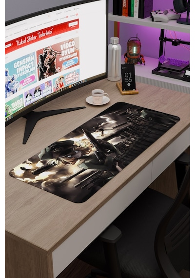 Youjo Senki Kaymaz Dikişli Kauçuk Oyuncu Mousepad V4 - 70x30 Xl Gaming Mouse Pad Fare Altlığı