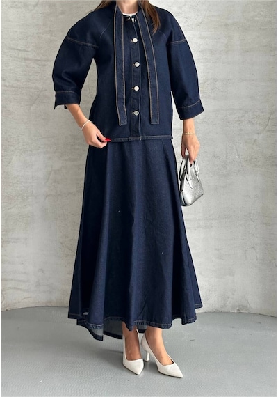 Zdnjeans Yeni Sezon Kot Etek-ceket Takım Lacivert