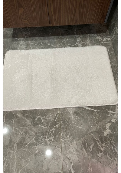 3'lü Yıkanabilir Post Beyaz Banyo Halısı Peluş Klozet Takımı 80x80 Yuvarlak + 50x60 Ve 60x100 Klozet Beyaz
