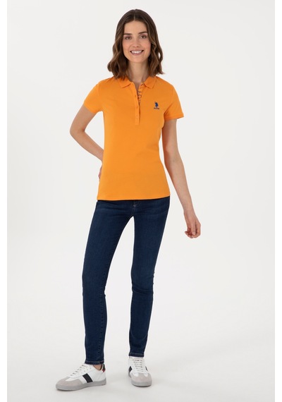 U.S. Polo Assn. Kadın Turuncu Basic Polo Yaka Tişört 50300896-VR051