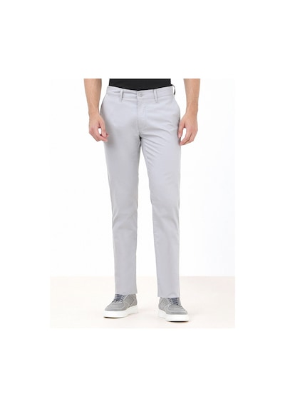 Kip Açık Gri Düz Dokuma Slim Fit Casual Pamuk Karışımlı Pantolon 001