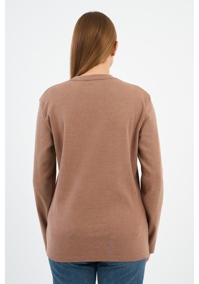Alexander Gardi Bisiklet Yaka Basic Likralı Sweatshırt Wk25512-wn Sütlü Kahverengi