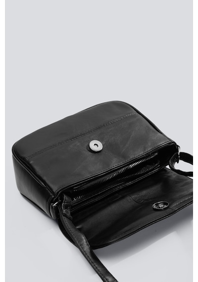 Westbag Kadın Lüks Hakiki Deri Kapaklı Çapraz Askılı Omuz Çantası Siyah
