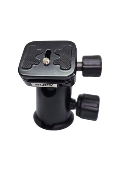 Ayex Kh-02 Tripod Kafa Ball Head, 360 Dönebilen, 10kg Taşıma Kapasiteli, Hızlı Bağlantı Plakalı, 1/4" Vida Uyumlu