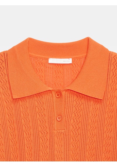 Dilvin 10781 Polo Yaka Ajurlu Triko Bluz-oranj