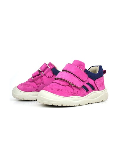 Rakerplus Schaggy Hakiki Deri Fuşya Mavi Bebek Spor Ayakkabı Pembe